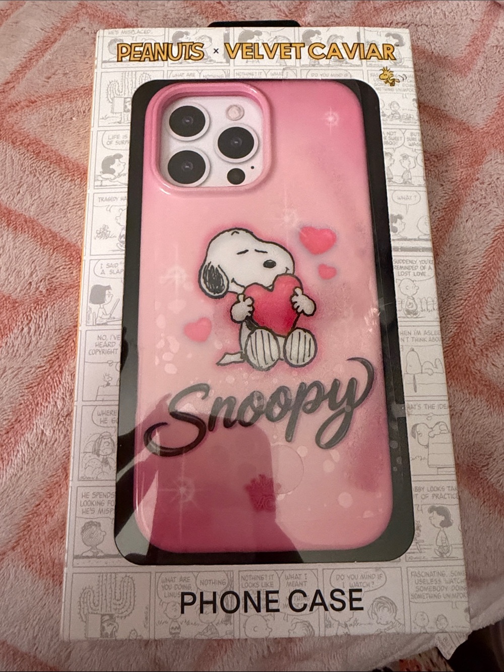 Velvet Caviar Pink Snoopy Heart iPhone Case